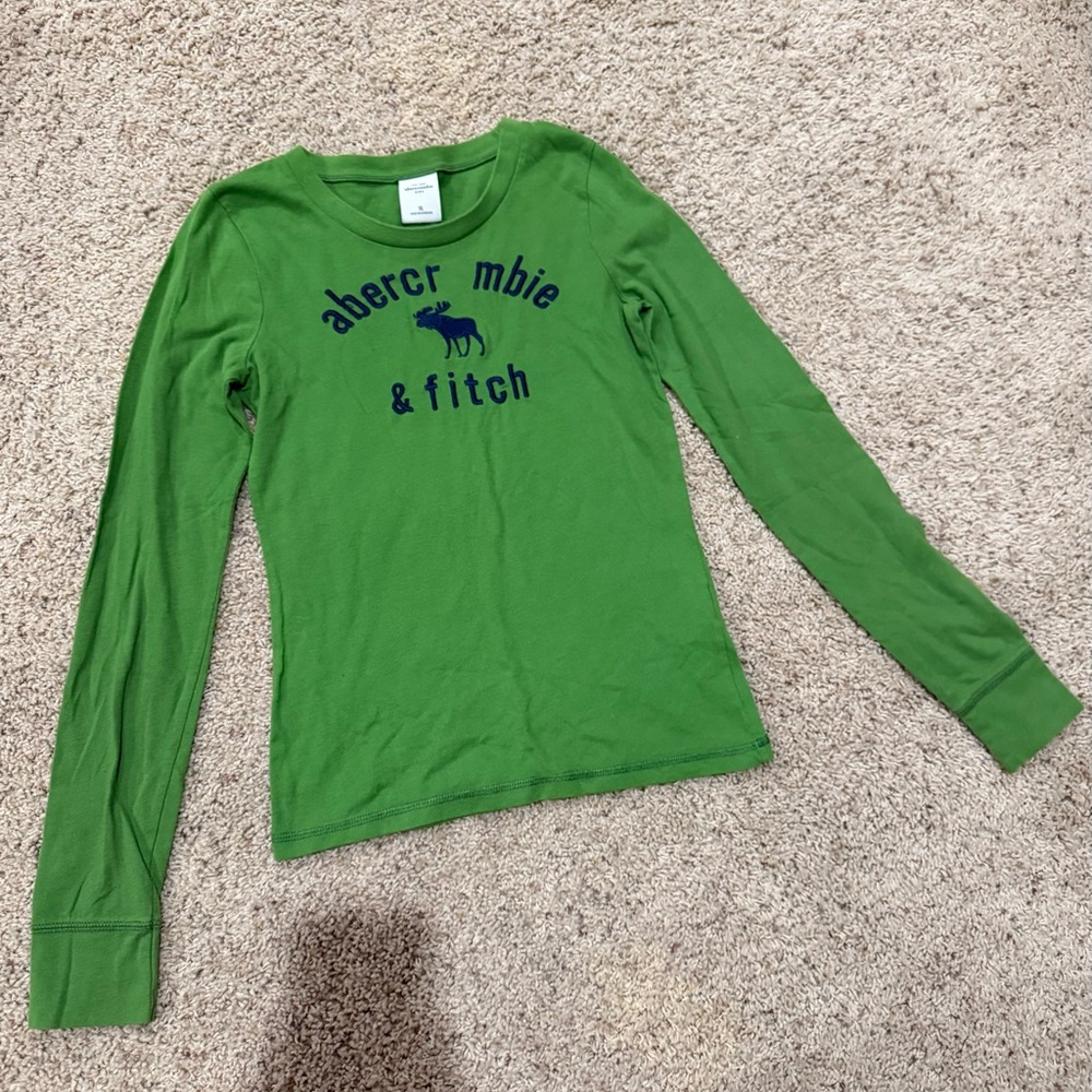 Abercrombie & Fitch Kids Vibrant Green Long Sleeve Tee